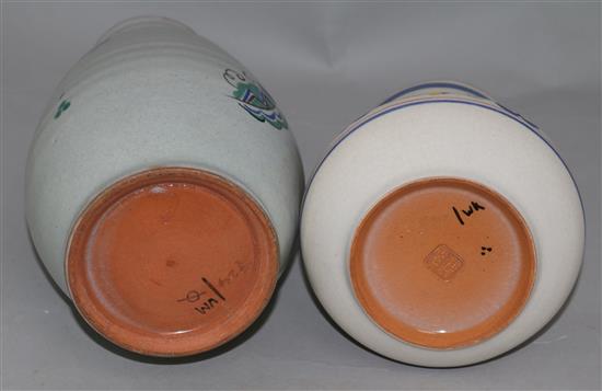 Three Carter Stabler Adams vases and a similar Poole Pottery vase, tallest 8in.